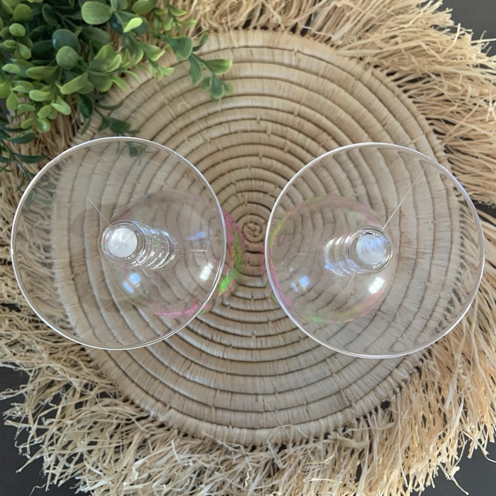 LILLY PULITZER Cabanarama Acrylic Bubble Stem Wine Glasses Set Of 2 Pink Green - Picture 9 of 10